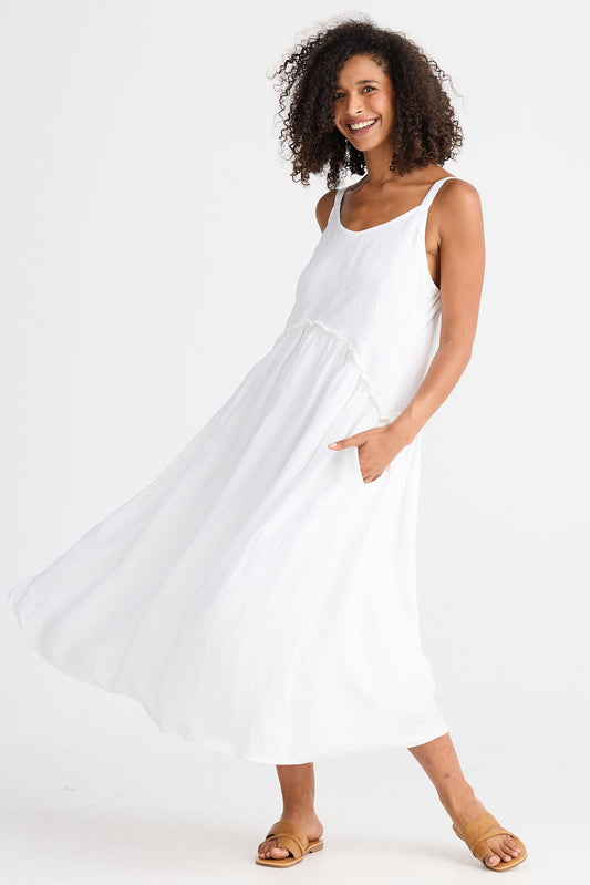 The Shanty Corporation -Limone Dress - White Linen Blend