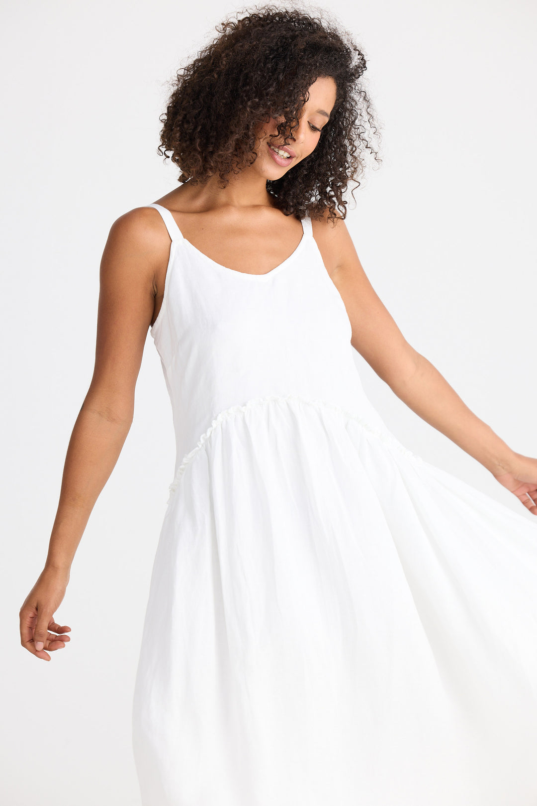 The Shanty Corporation -Limone Dress - White Linen Blend