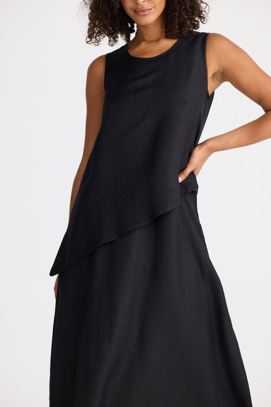 The Shanty Corporation - Grace Dress - Black Linen Blend