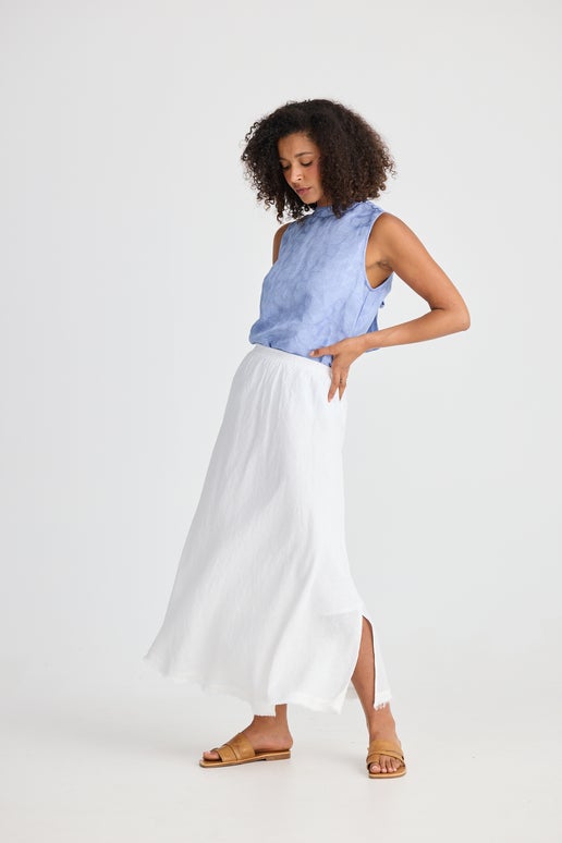 The Shanty Corporation - Sicily Skirt - White Linen Blend