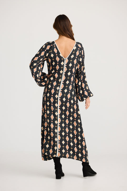 SALE - Brave and True - Zee Midi Dress - Casablanca Tile