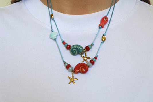NEW IN Luna Foundling - Fishy Feelings Rope Necklace: Red