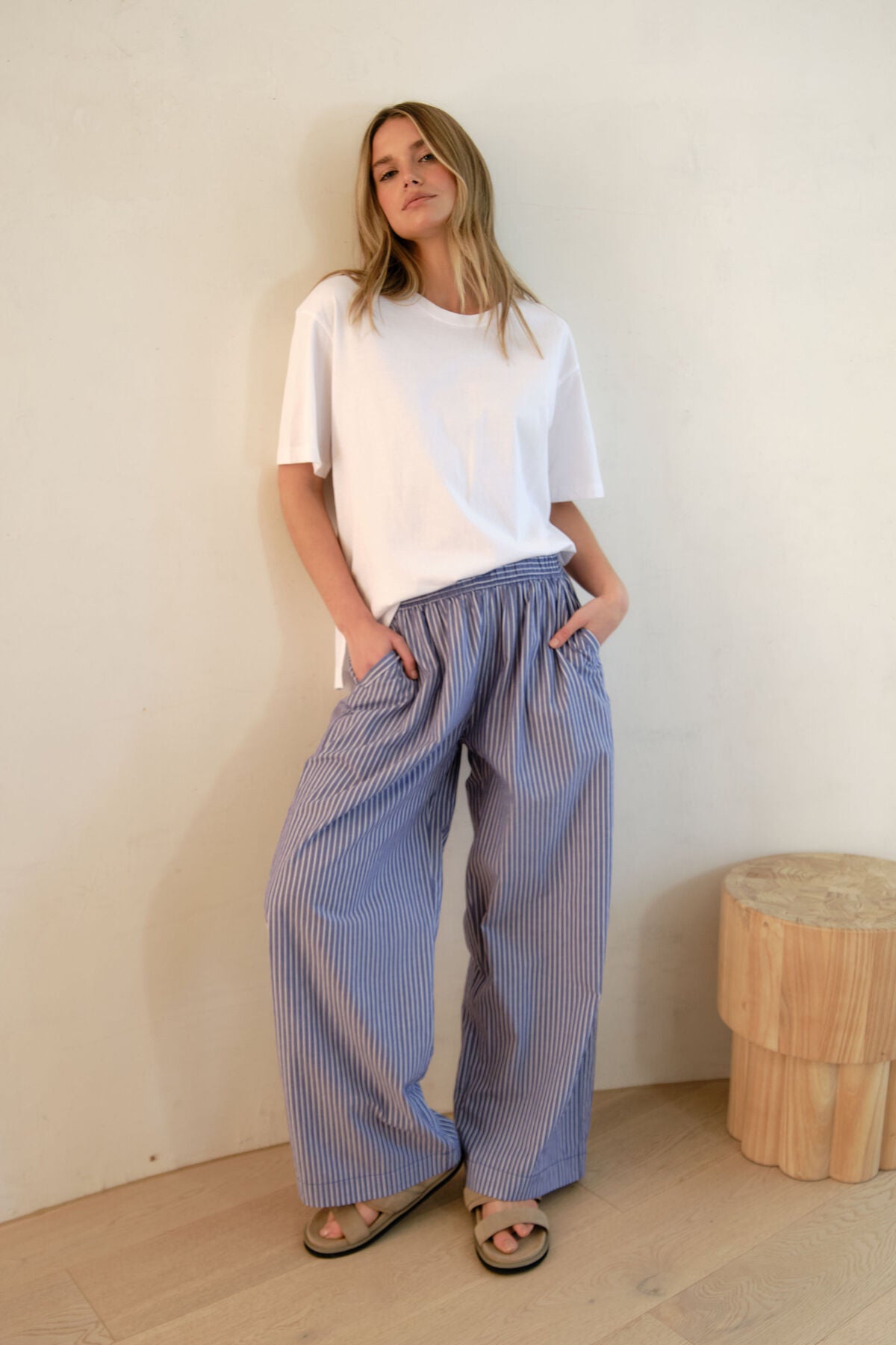 Ceres Life - The Lounge Pant - College Blue White Stripe
