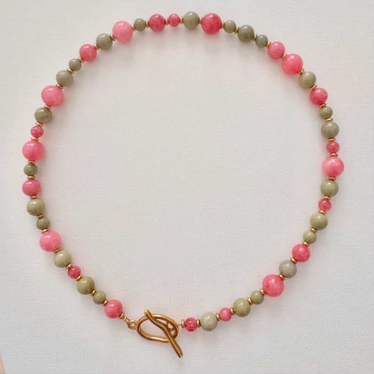JUST LANDED Luna Foundling - Strawberry Matcha Stone Necklace