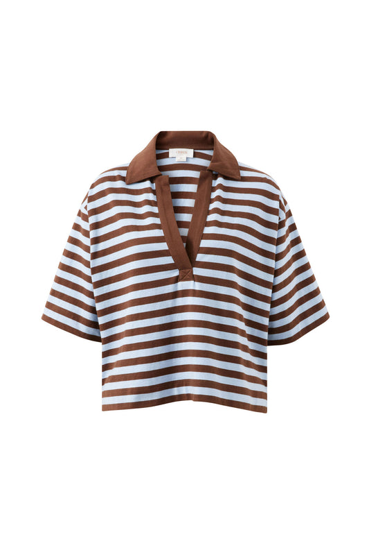 Ceres Life - Arlie Short Sleeve Rugby - Choc/Chalk Stripe