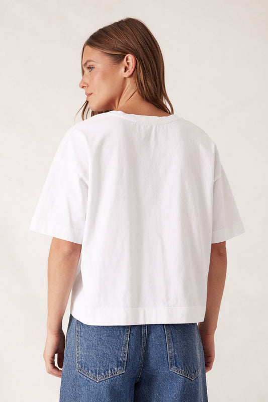 Ceres Life - Boxy V Neck Tee - White