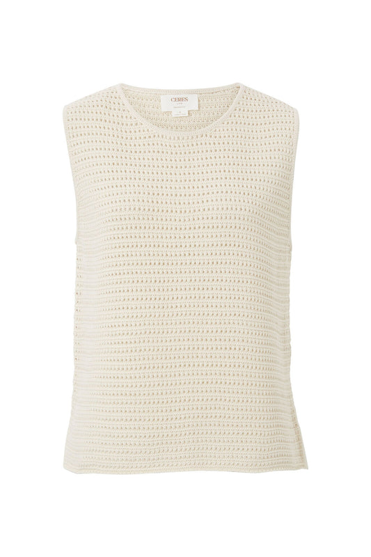 Ceres Life - Margot Mesh Knit Tank - Ecru