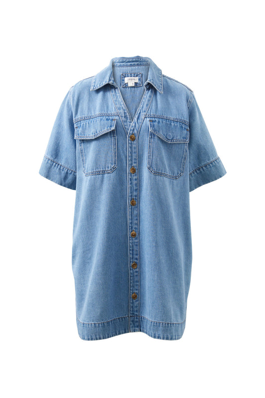 Ceres Life - Sammy Relaxed Shirt Dress - Mid Vintage Blue