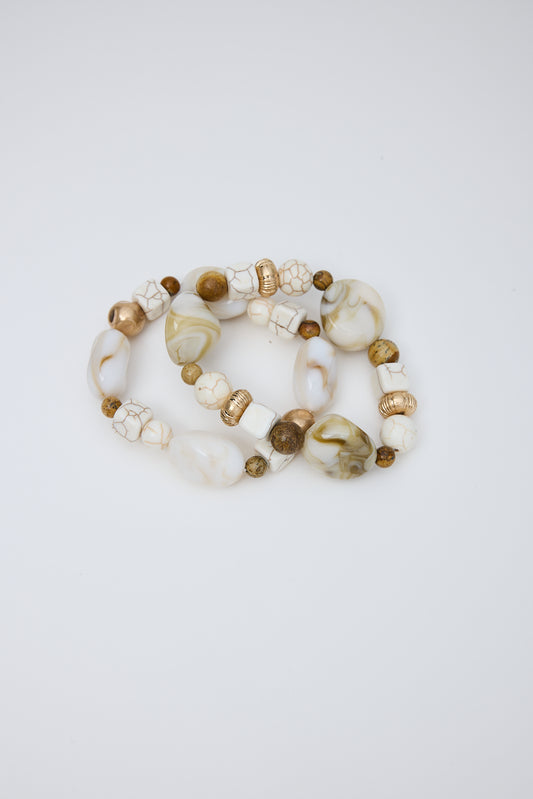 Rio Bracelets set of two - Creme