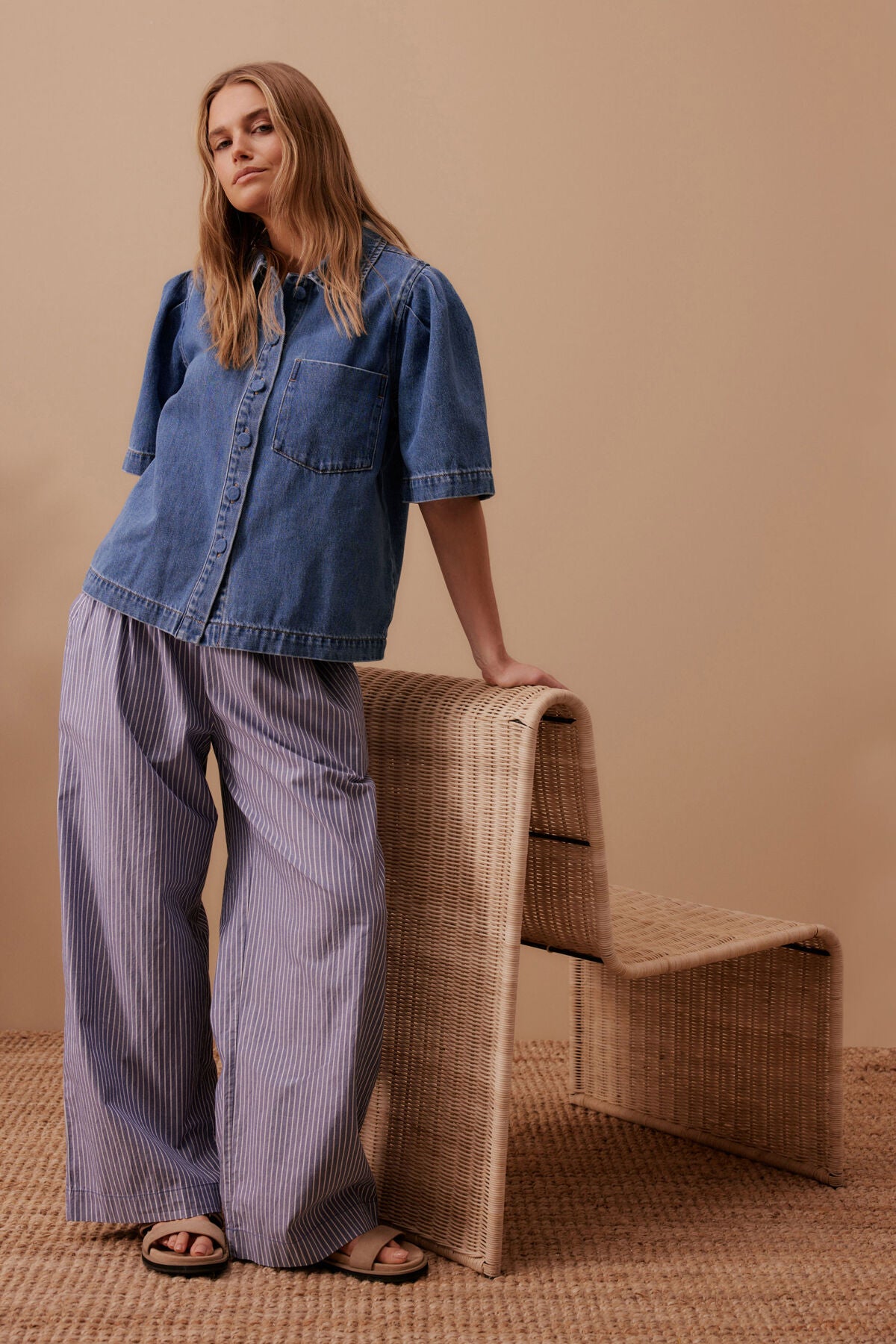 Ceres Life - The Lounge Pant - College Blue White Stripe