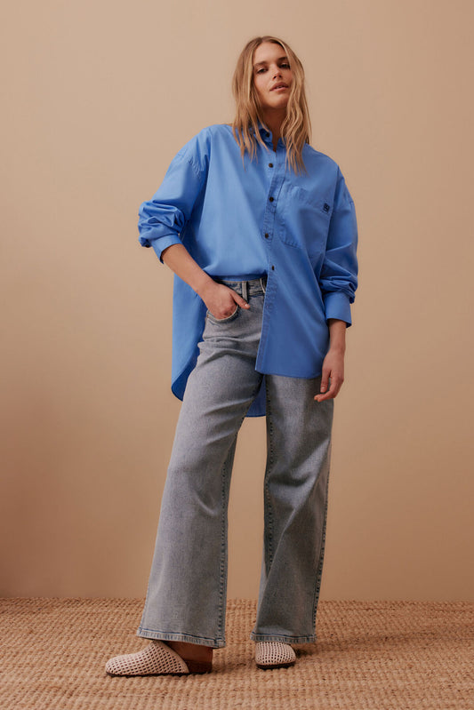 Ceres Life - Peta Oversized Shirt - Amalfi Blue