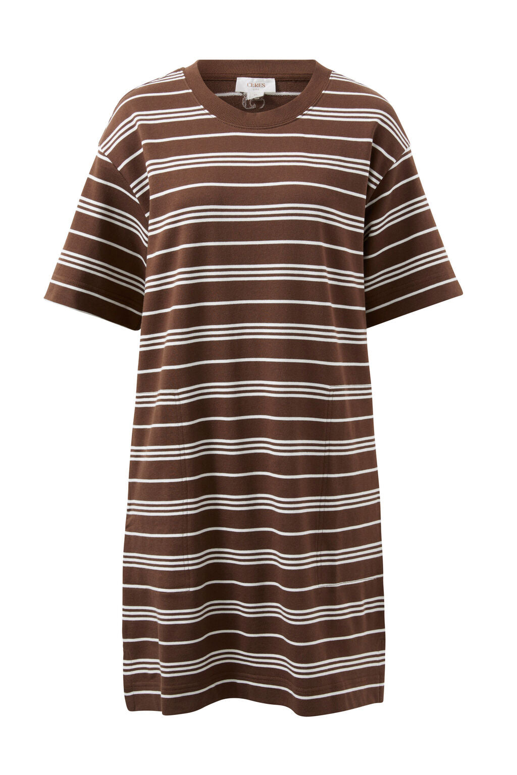 Ceres Life - Cleo Mini Terry Dress - Chocolate White Stripe