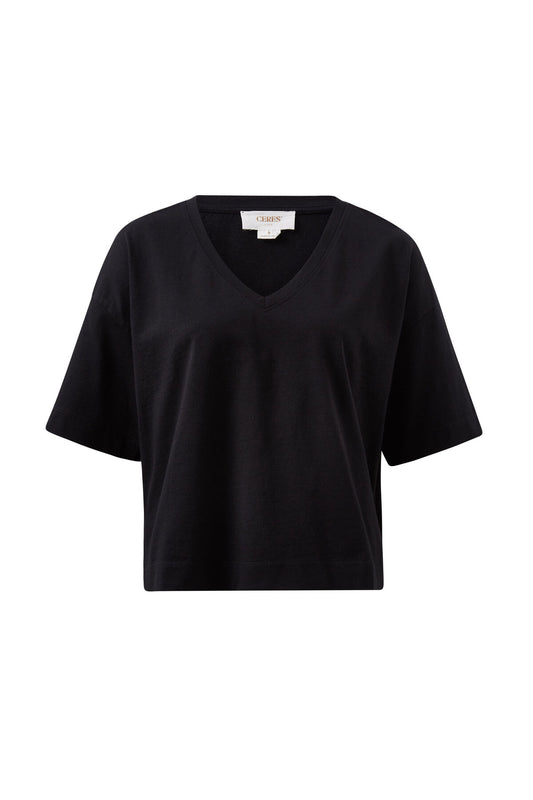 Ceres Life - Boxy V Neck Tee - Black