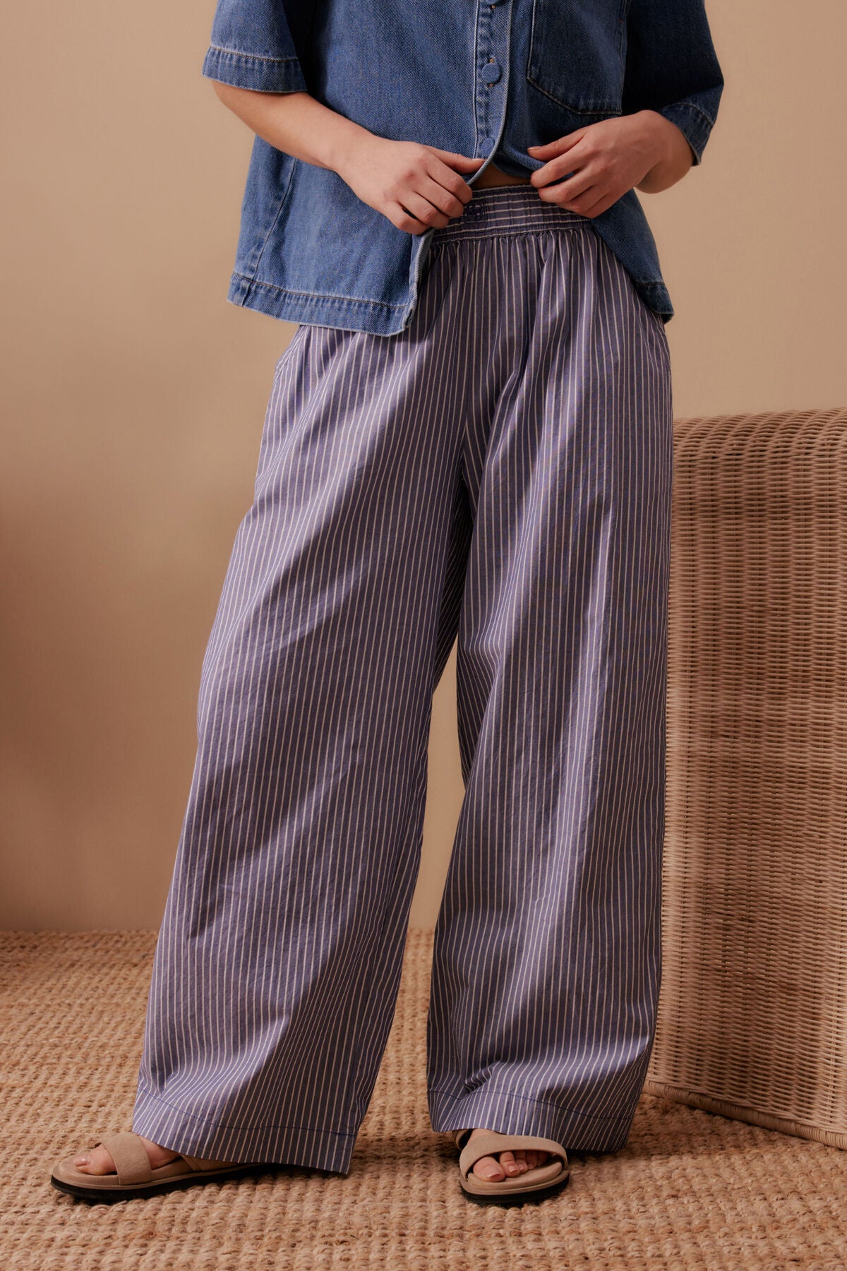 Ceres Life - The Lounge Pant - College Blue White Stripe