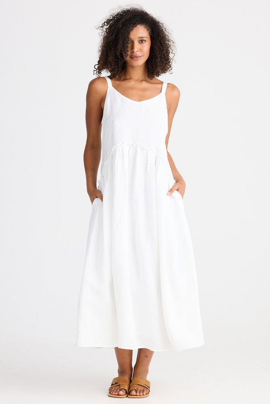The Shanty Corporation -Limone Dress - White Linen Blend