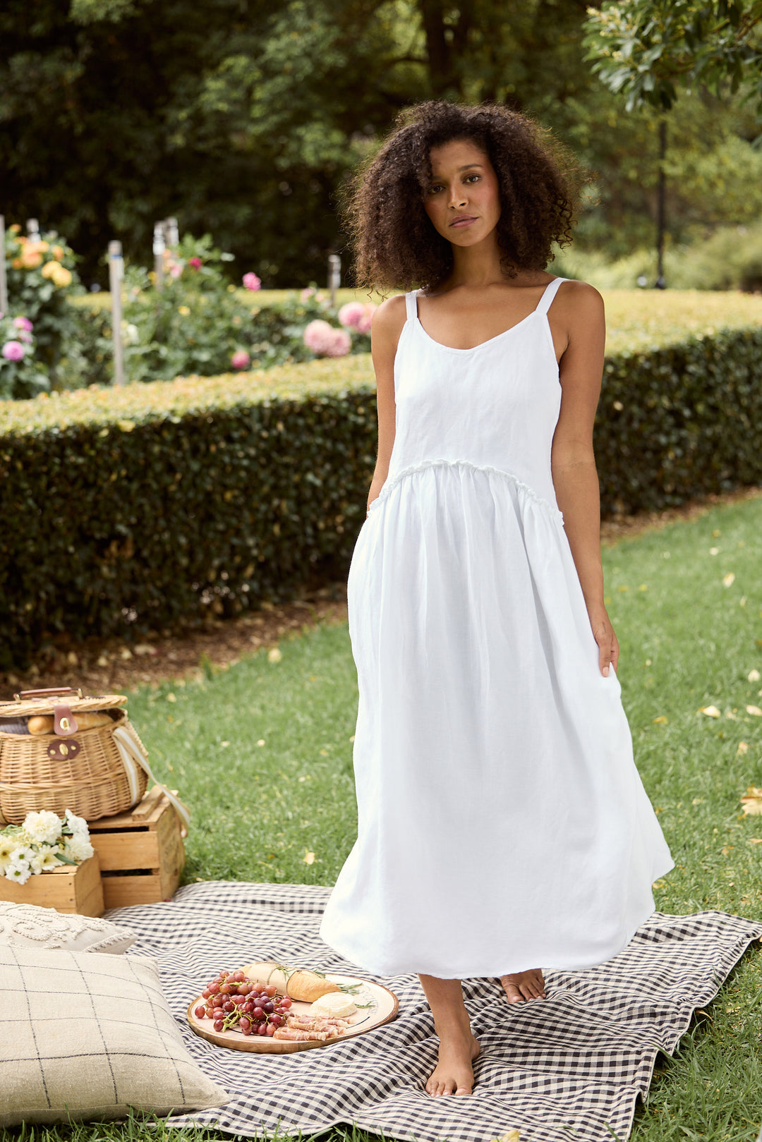 The Shanty Corporation -Limone Dress - White Linen Blend