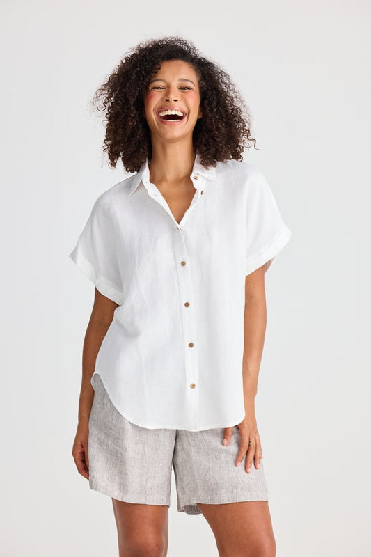 The Shanty Corporation -Dune Shirt - White Linen Blend