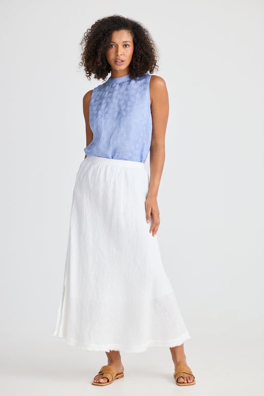 The Shanty Corporation - Sicily Skirt - White Linen Blend
