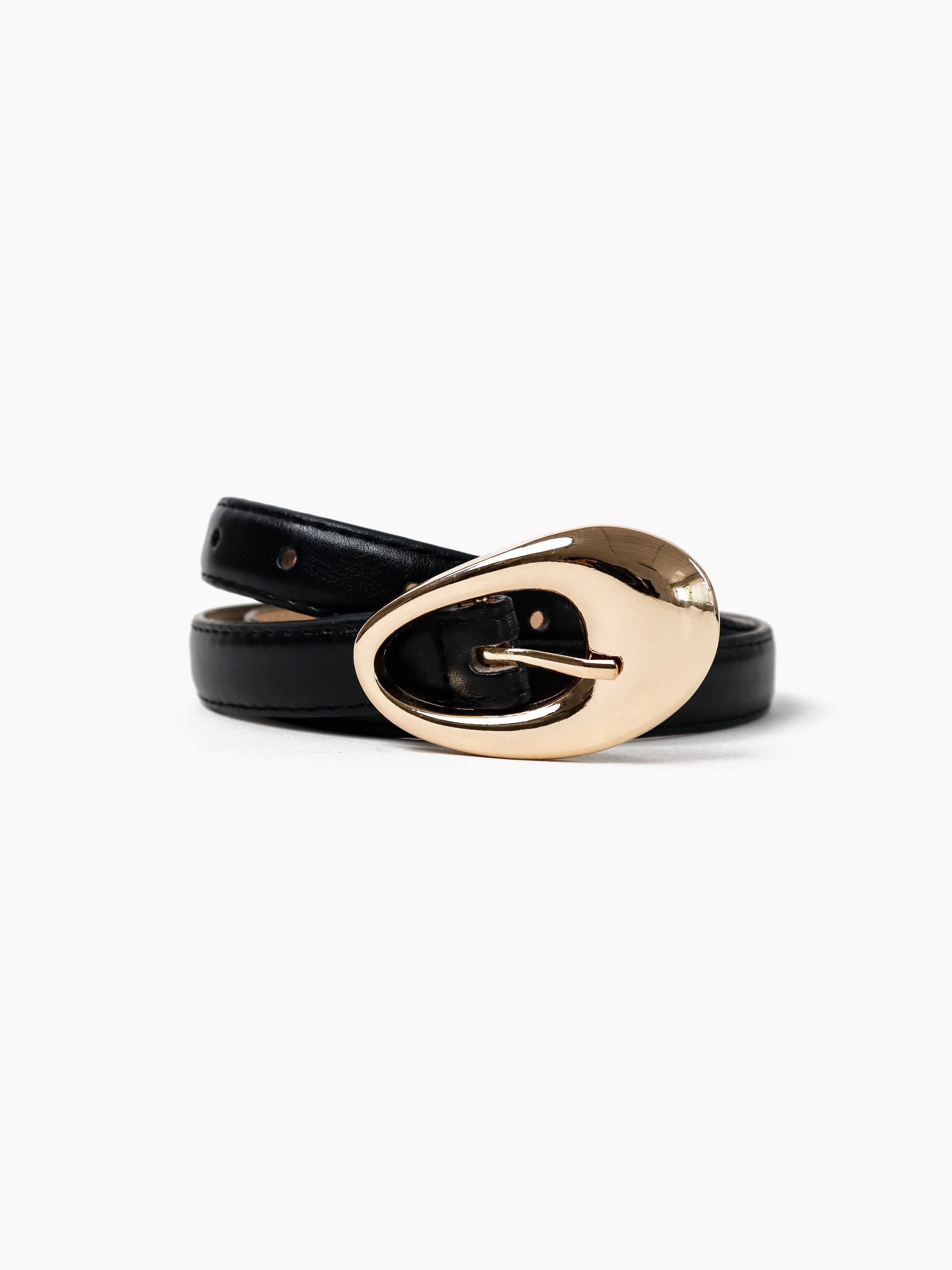 Celina Organic Buckle Black Belt