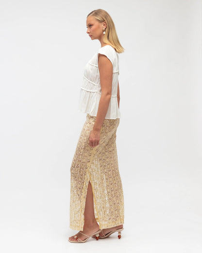 NEW IN Paper Heart - Sequin Lace Midi Skirt - Cream - (Pre-Order)