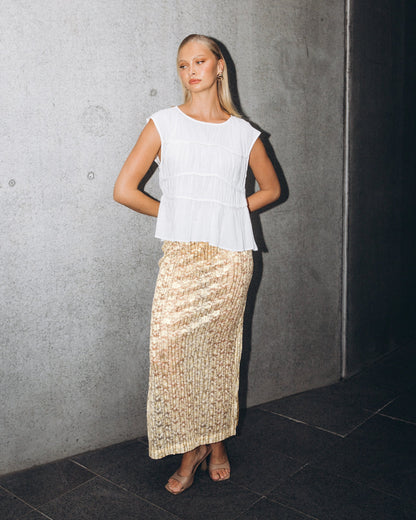 NEW IN Paper Heart - Sequin Lace Midi Skirt - Cream - (Pre-Order)
