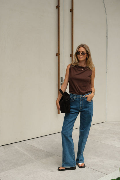 NEW IN Ceres Life - Tahlia Twist Strap Tank - Chocolate - (Pre-Order)