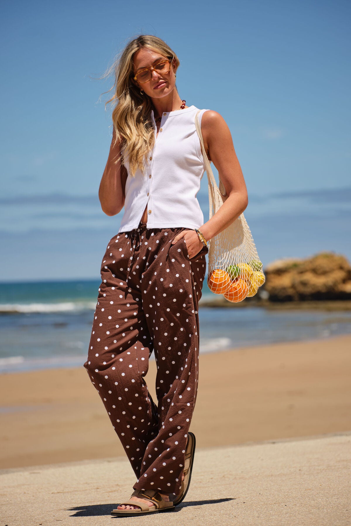 NEW IN Ceres Life - Resort Pant - Polka Dot Chocolate - (Pre-Order)