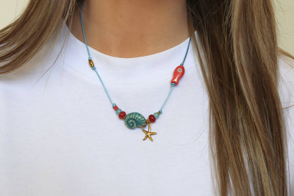 Luna Foundling - Fishy Feelings Rope Necklace: Red