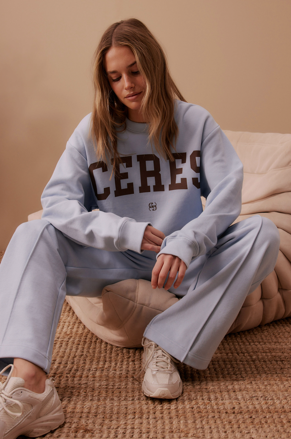 Ceres Life - Isla oversized slouchy crew - Blue Heritage logo