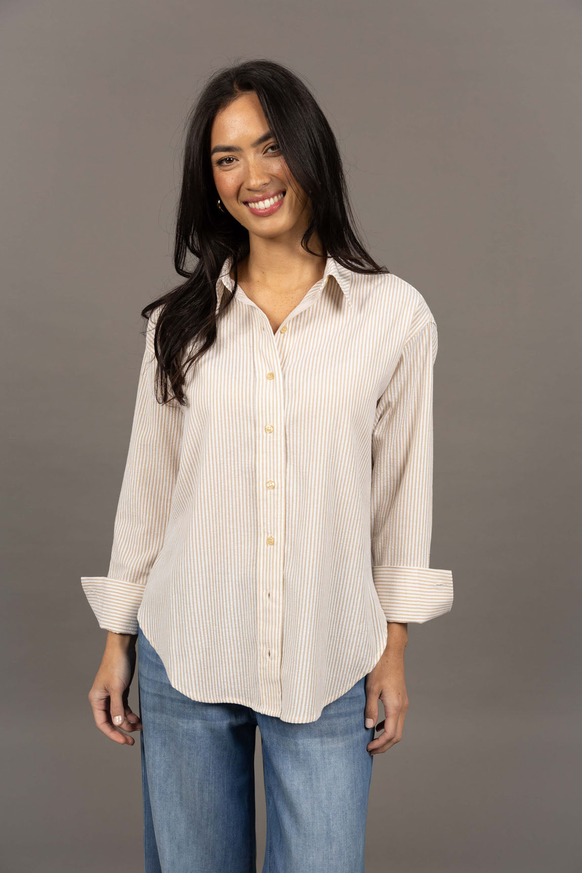 NEW IN - Humidity Lifestyle - Nala Stripe Shirt - Sand Stripe
