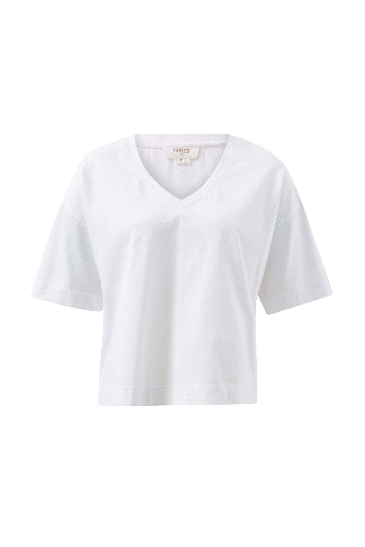 Ceres Life - Boxy V Neck Tee - White