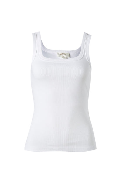 Ceres Life - Zaeli Contour Rib Square Neck Tank - White