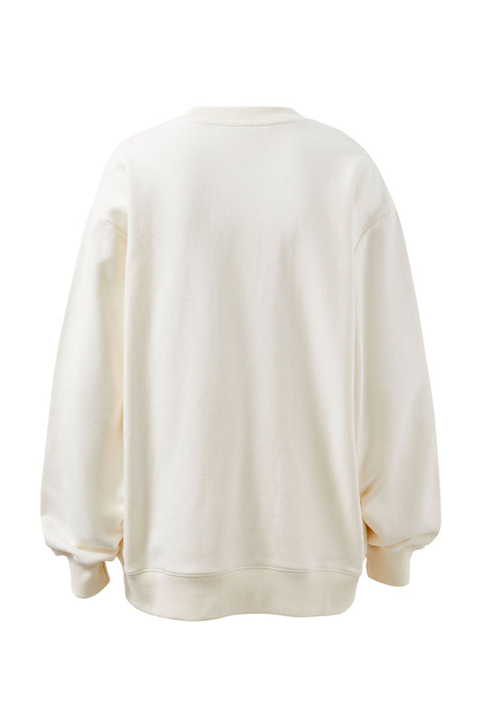 Ceres Life - Isla Oversized Slouchy Crew - Winter White Heritage Logo