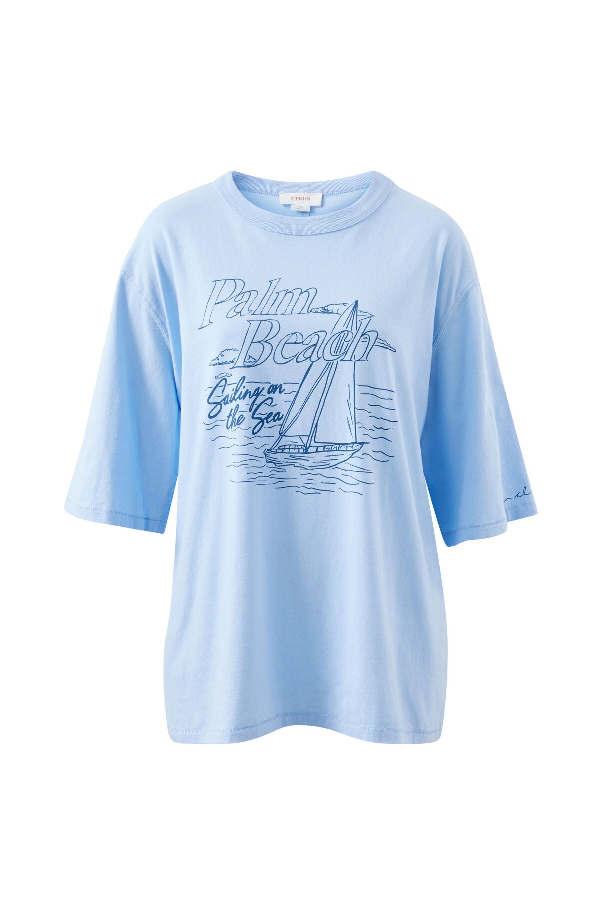 Ceres Life - Liv Oversized Tee - China Blue/Palm Beach