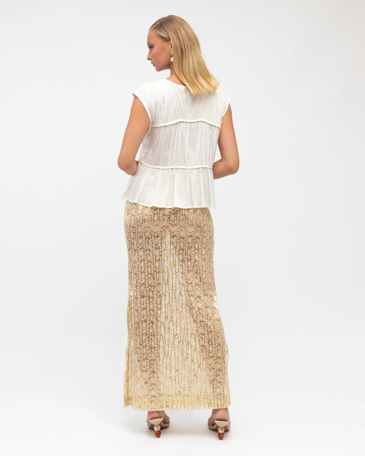 NEW IN Paper Heart - Sequin Lace Midi Skirt - Cream - (Pre-Order)
