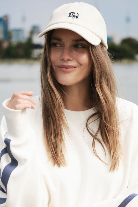 Ceres Life - Pip Everyday Cap -Ecru/Navy Stitch