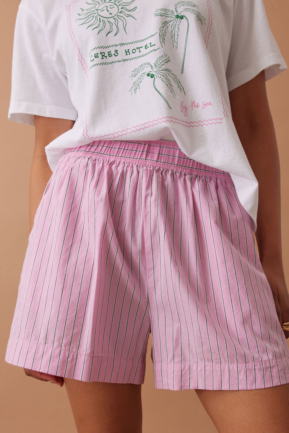 Ceres Life - Mila Short - Hibiscus Pink Triple Stripe