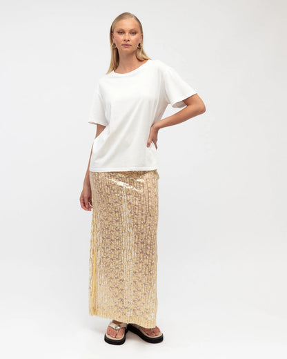 NEW IN Paper Heart - Sequin Lace Midi Skirt - Cream - (Pre-Order)