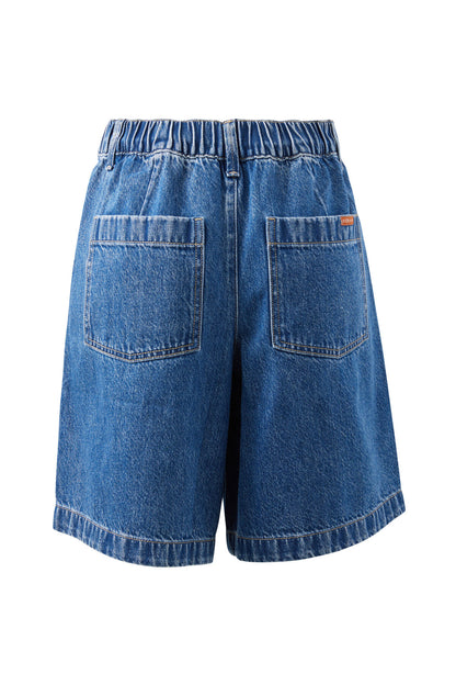 Ceres Life - Sylvie Longline Pleat Denim Short - Fresh Indigo