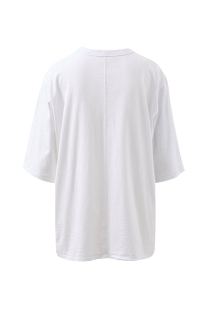 Ceres Life - Liv Oversized Tee - White/Choc CL Embroidery