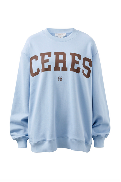 Ceres Life - Isla oversized slouchy crew - Blue Heritage logo