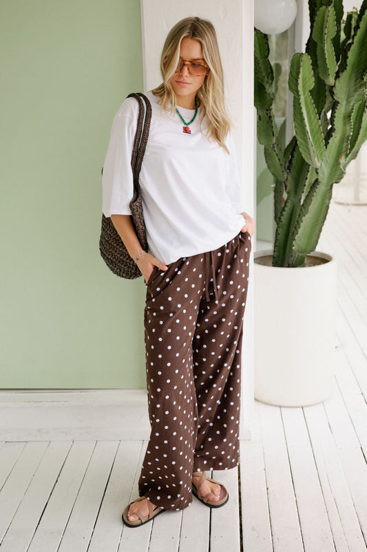 NEW IN Ceres Life - Resort Pant - Polka Dot Chocolate - (Pre-Order)