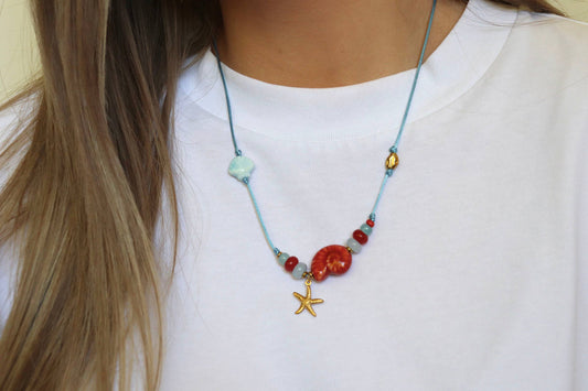 NEW IN Luna Foundling - Fishy Feelings Rope Necklace: Red