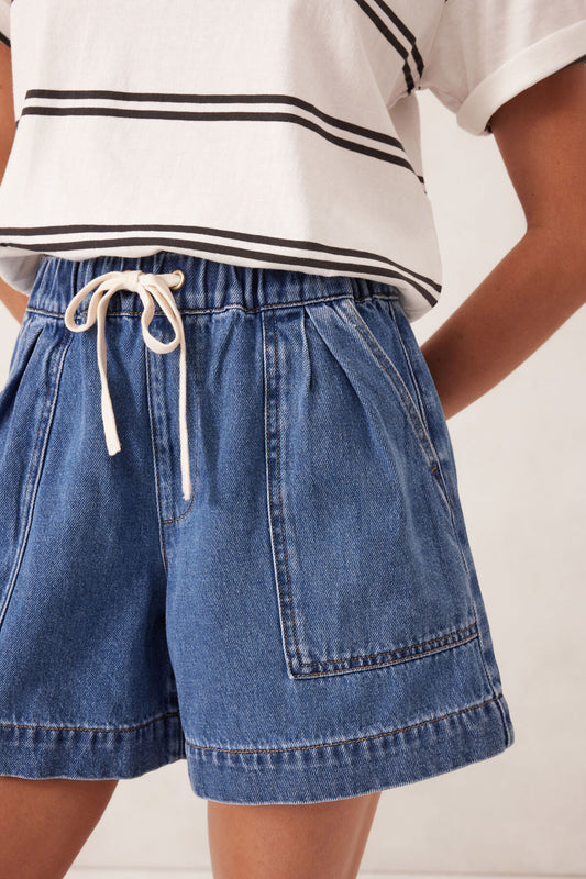 Ceres Life - Darcy Relaxed Everyday Short - Washed Indigo