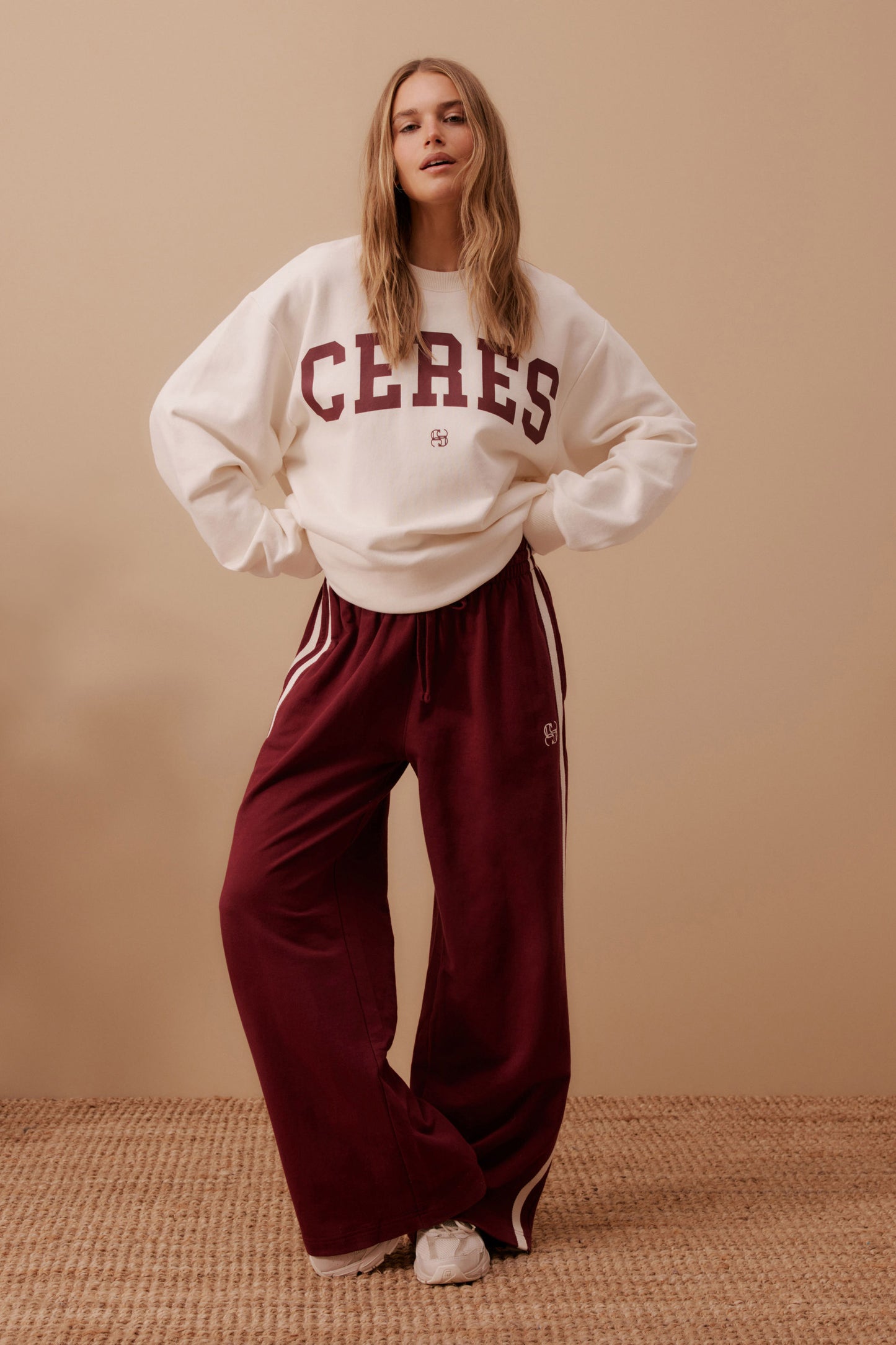 Ceres Life - Isla Oversized Slouchy Crew - Winter White Heritage Logo