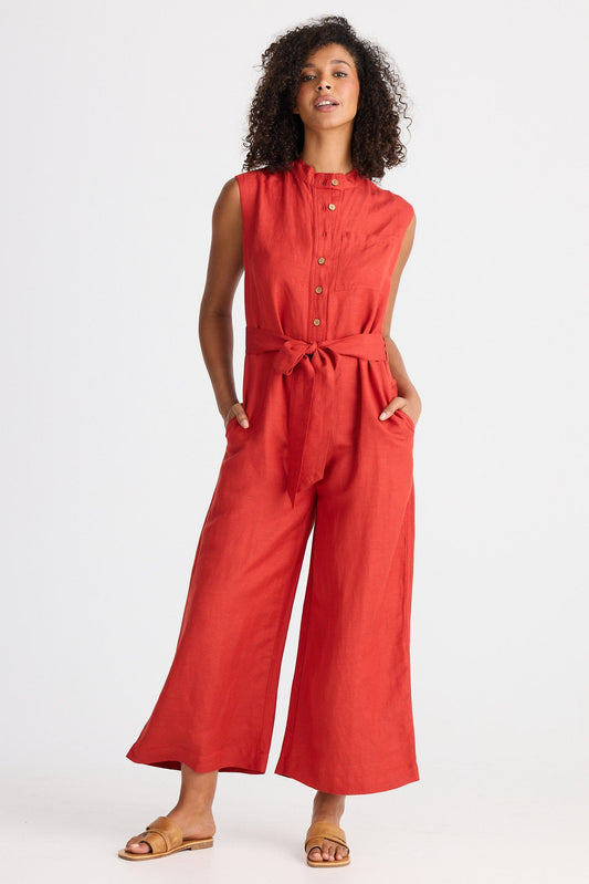 The Shanty -  Isola Jumpsuit - Cherry Linen Blend