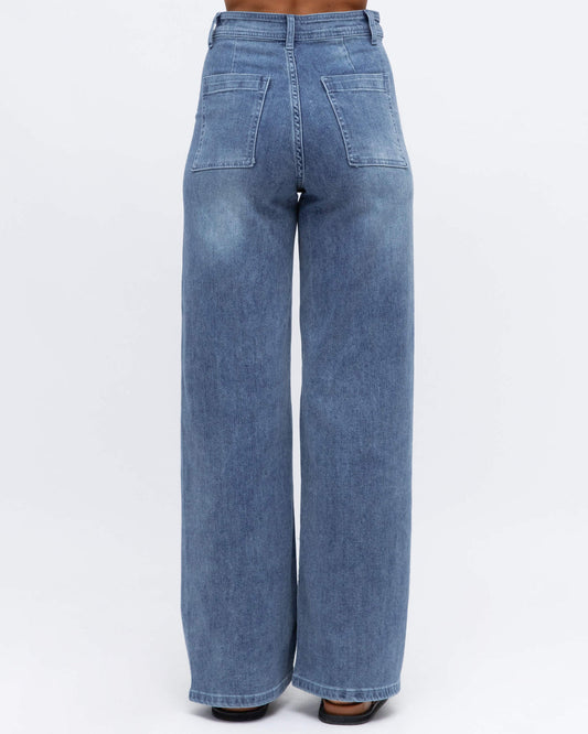 SALE item - Meg High Waisted Wide Leg Jeans - Denim Blue