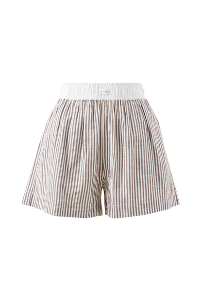 Ceres Life - Mila Short - Brown White with Small Stripe