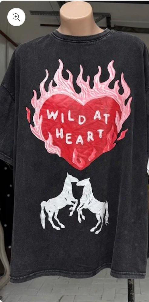 NEW IN By Frankie - Black Tee Shirt - WILD AT HEART (Pre-order)