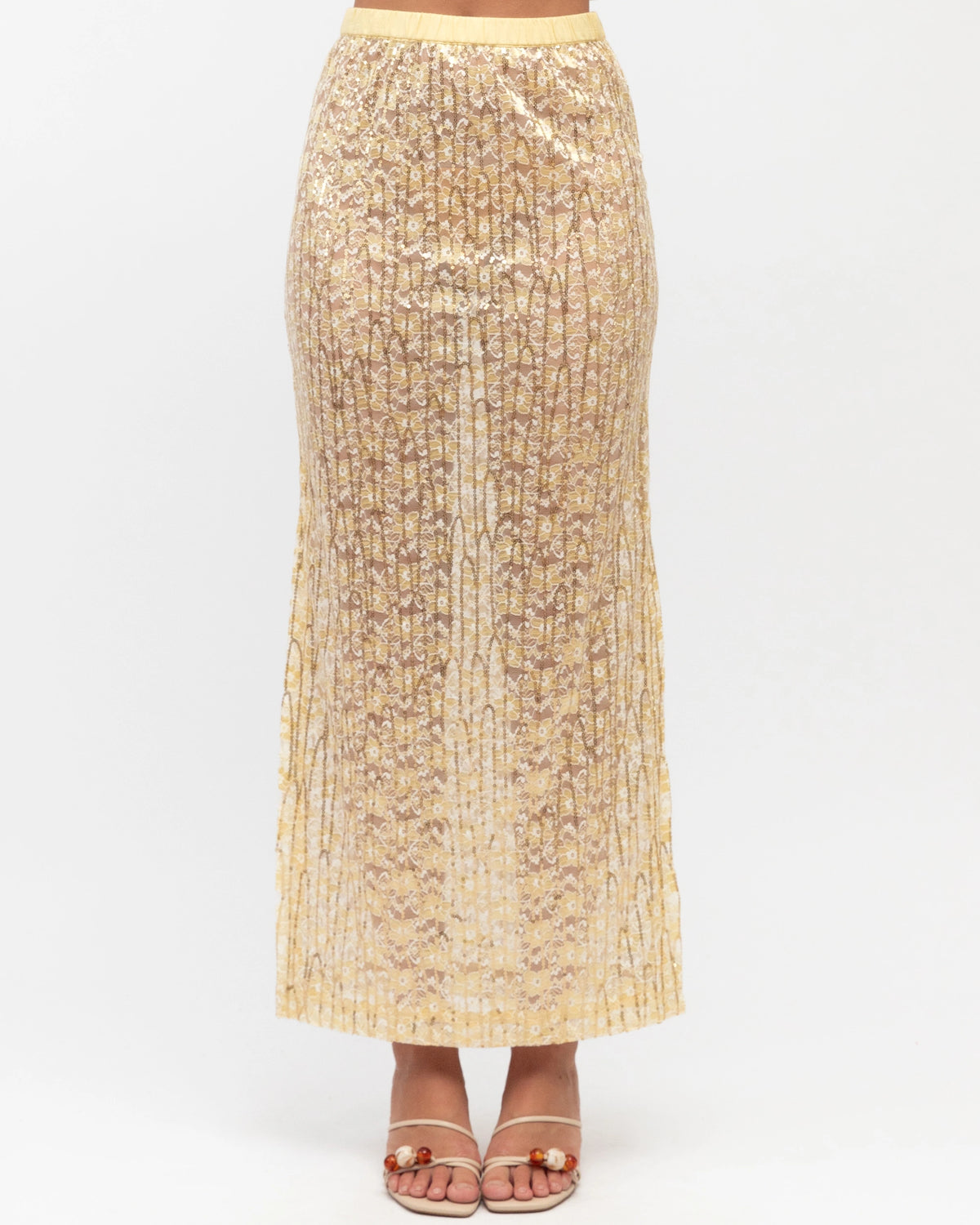 NEW IN Paper Heart - Sequin Lace Midi Skirt - Cream - (Pre-Order)